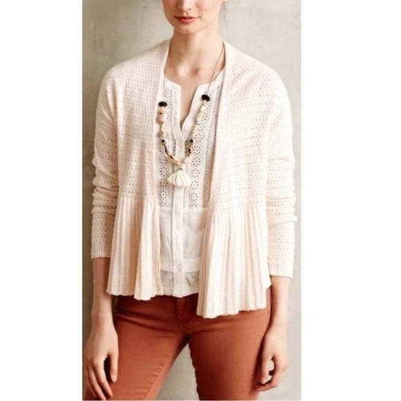 Pointelle Peplum Cardigan by Moth (Anthropologie), Women’s Small - Picture 1 of 8